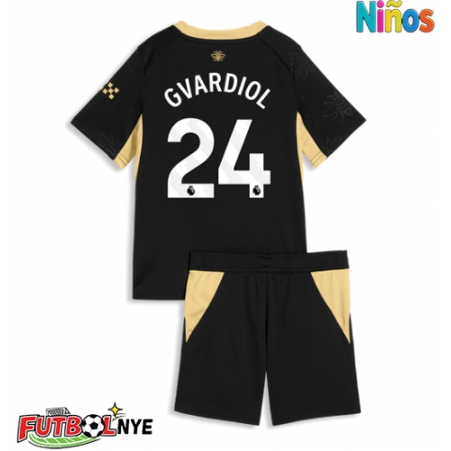 Camiseta Manchester City Josko Gvardiol #24 Visitante Equipación para niños 2026-27 manga corta (+ pantalones cortos)